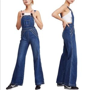 NWT Free People Chasing Rainbows Overalls Size 6